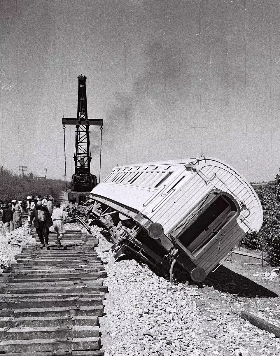 Aftermath of the Rehovot train derailing.